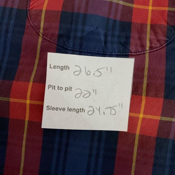 J. Crew Red and Navy Plaid Buttondown Shirt Size Large Preppy Button-Up Shirt - Picture 8 of 8
